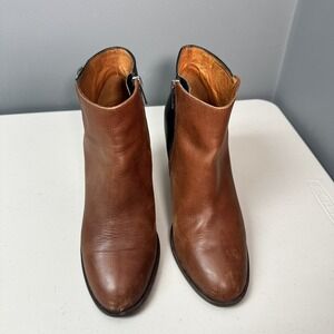 Madewell Womens 9.5 Reid Two Tone Leather Ankle Boots Black / Chestnut